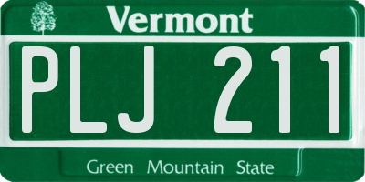 VT license plate PLJ211
