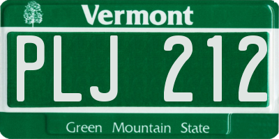 VT license plate PLJ212