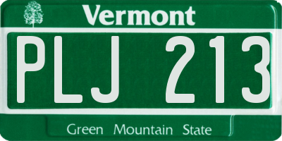 VT license plate PLJ213