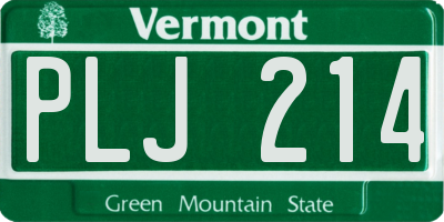 VT license plate PLJ214