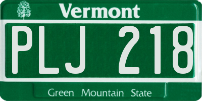 VT license plate PLJ218