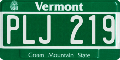 VT license plate PLJ219