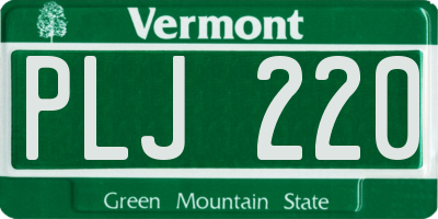 VT license plate PLJ220