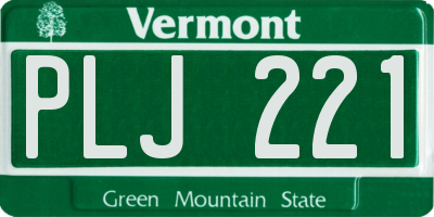 VT license plate PLJ221