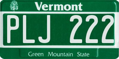 VT license plate PLJ222