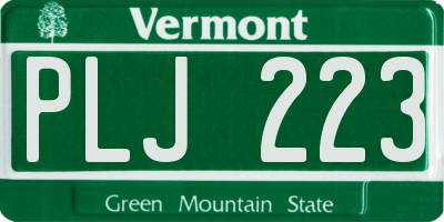 VT license plate PLJ223