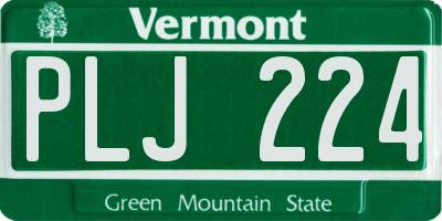 VT license plate PLJ224