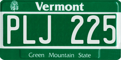 VT license plate PLJ225