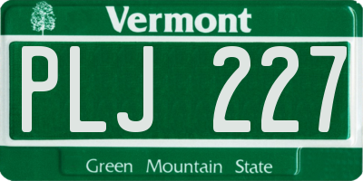 VT license plate PLJ227