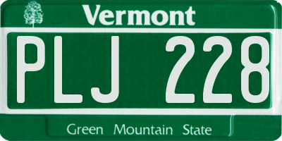 VT license plate PLJ228