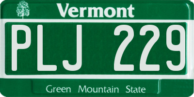 VT license plate PLJ229