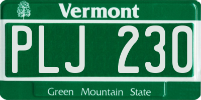 VT license plate PLJ230