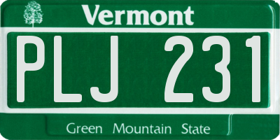 VT license plate PLJ231