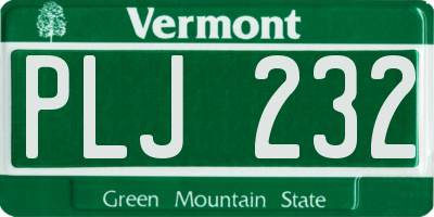 VT license plate PLJ232