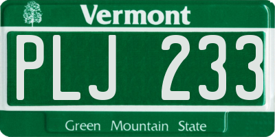 VT license plate PLJ233