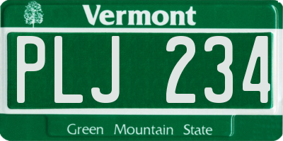 VT license plate PLJ234