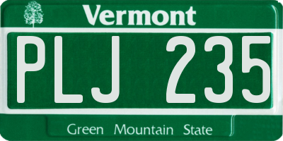 VT license plate PLJ235
