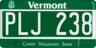 VT license plate PLJ238
