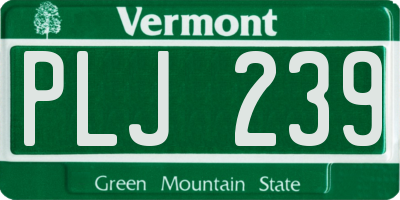 VT license plate PLJ239