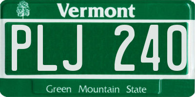 VT license plate PLJ240