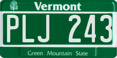 VT license plate PLJ243