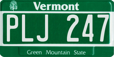 VT license plate PLJ247