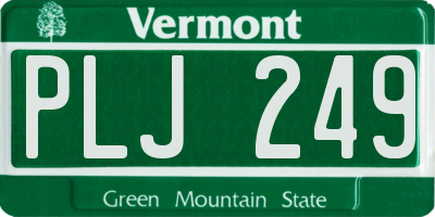 VT license plate PLJ249