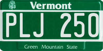 VT license plate PLJ250