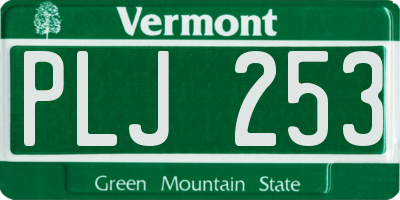 VT license plate PLJ253
