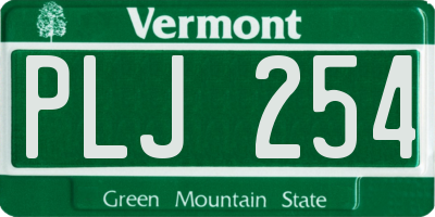 VT license plate PLJ254