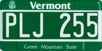 VT license plate PLJ255