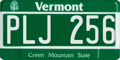 VT license plate PLJ256