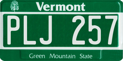 VT license plate PLJ257