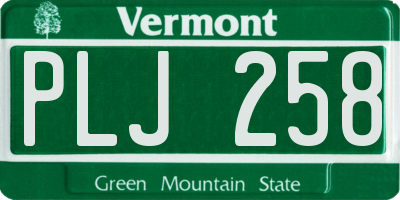 VT license plate PLJ258