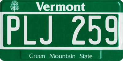 VT license plate PLJ259