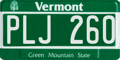 VT license plate PLJ260