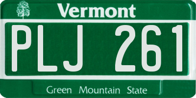 VT license plate PLJ261