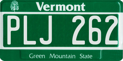 VT license plate PLJ262