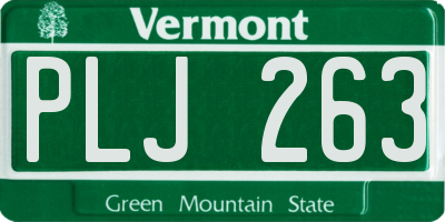 VT license plate PLJ263