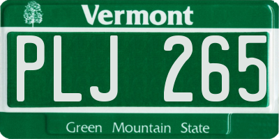 VT license plate PLJ265