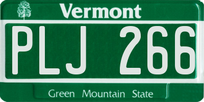 VT license plate PLJ266