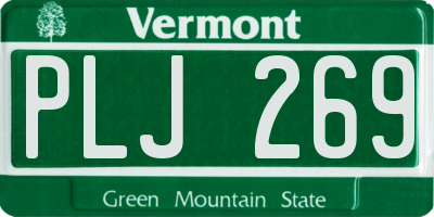 VT license plate PLJ269