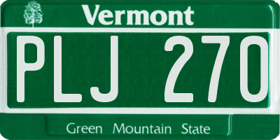 VT license plate PLJ270