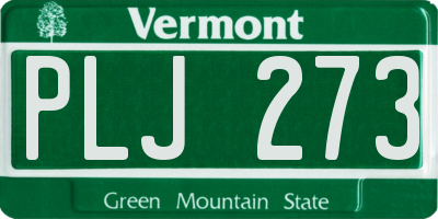 VT license plate PLJ273
