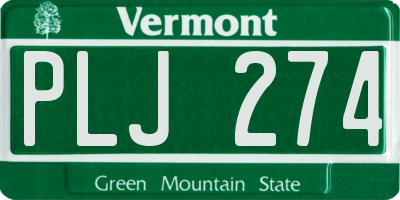 VT license plate PLJ274