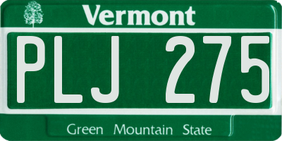 VT license plate PLJ275
