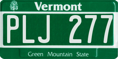 VT license plate PLJ277