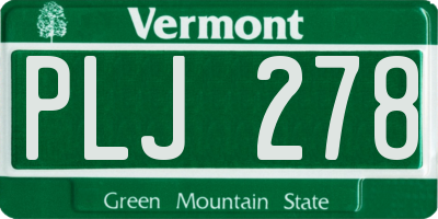 VT license plate PLJ278