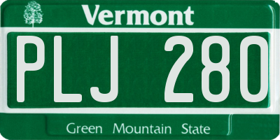 VT license plate PLJ280