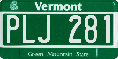 VT license plate PLJ281